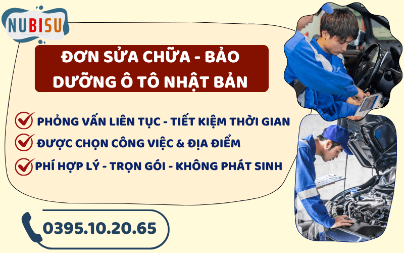 đơn hàng bảo dưỡng ô tô nhật bản